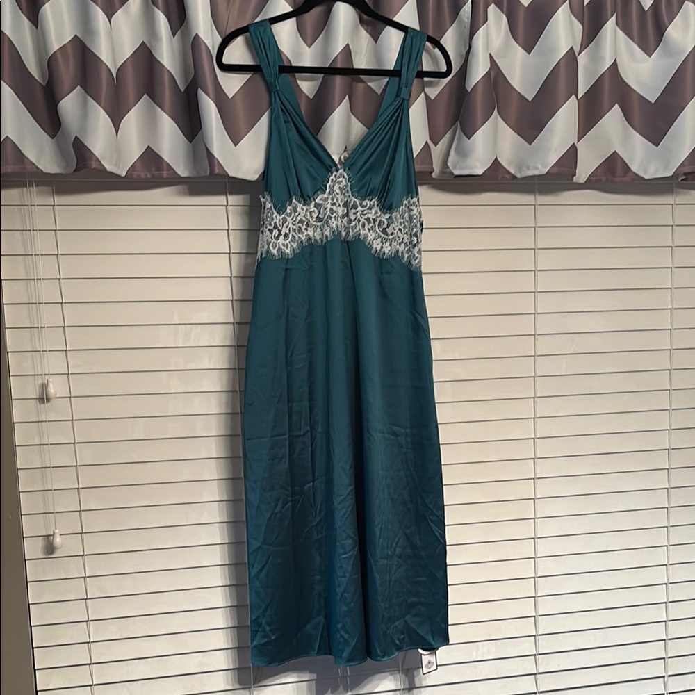 Teal Night Dress with Lace Detail